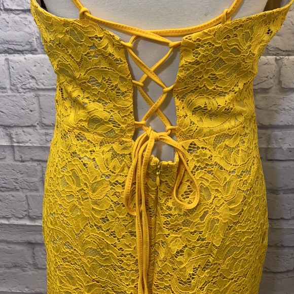 Yellow Lace Sexy Semi  Formal Sundress Dress XL - Picture 2 of 6